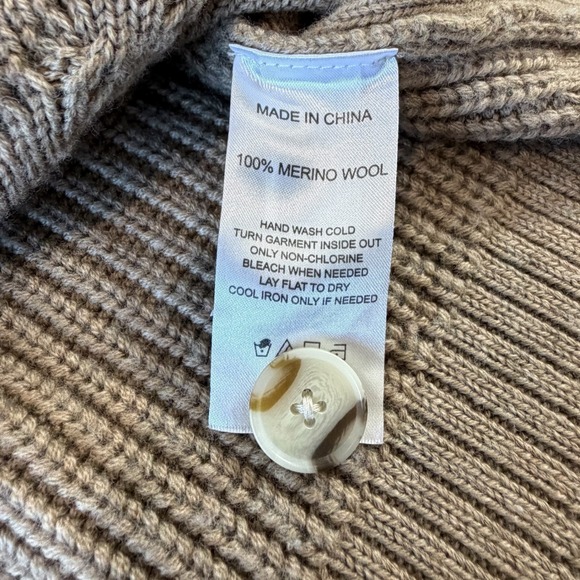 Quince Australian Merino Wool Collared Cable Cardigan Malted Toffee Large - Picture 7 of 10